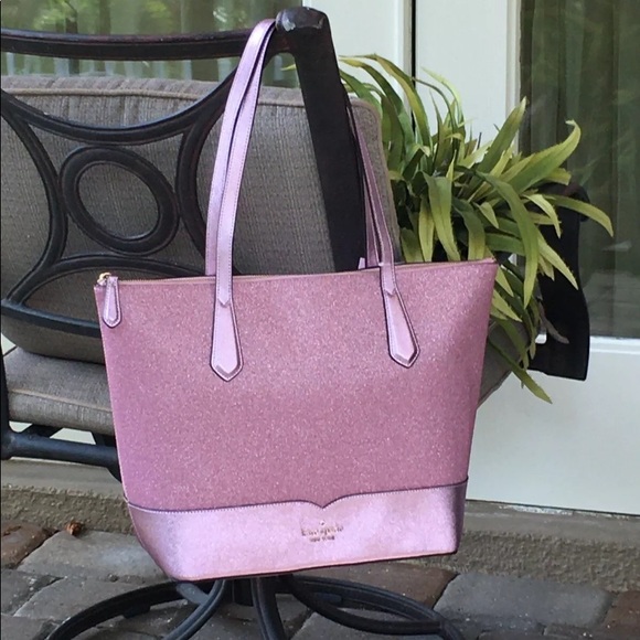 KATE SPADE NEW YORK LOLA GLITTER TOTE ROSE PINK - Picture 3 of 12